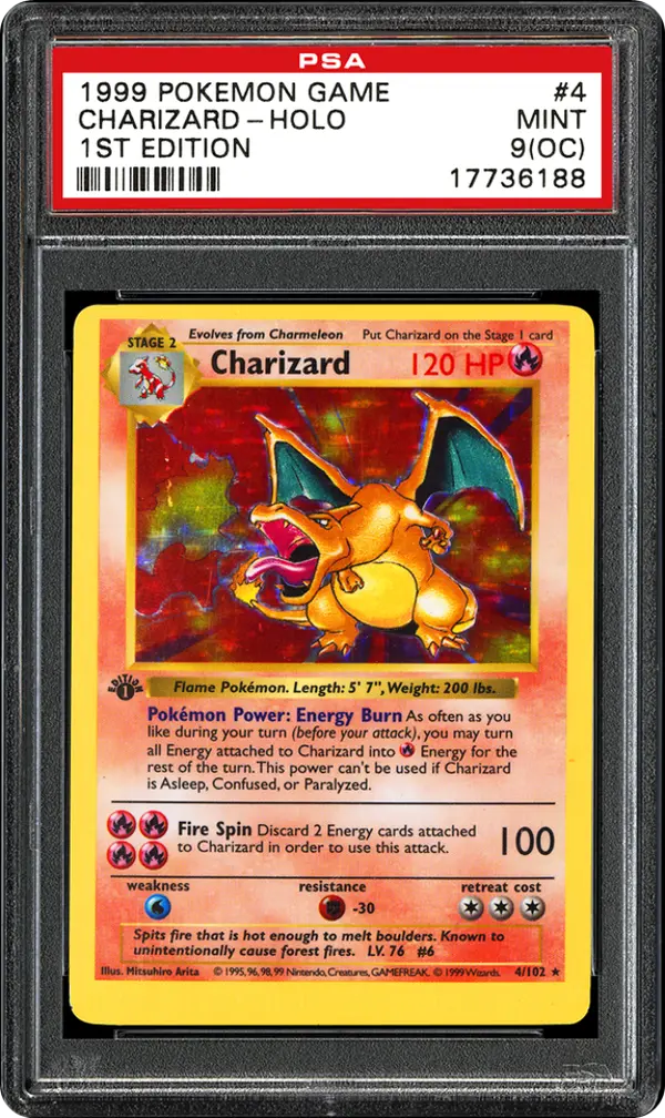 1999 Pokémon Game Charizard Holo 1st Edition PSA 9